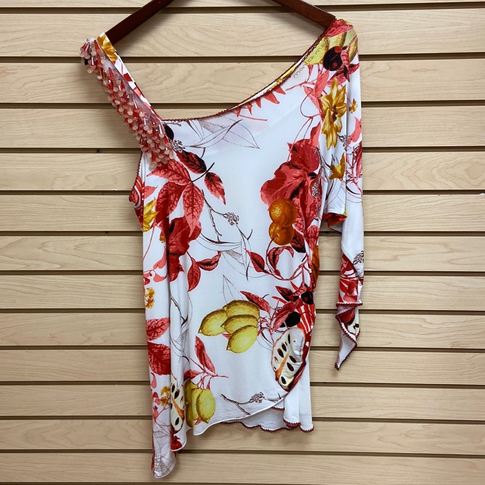 Monica Magni fancy blouse top made in Italy. Size euro 46 Size USA M to L